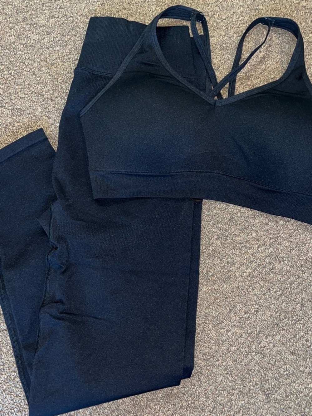 PINK Black Seamless Strappy Sports Bra & Leggings Set